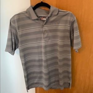 Grey stripped Grand Slam collard T-Shirt